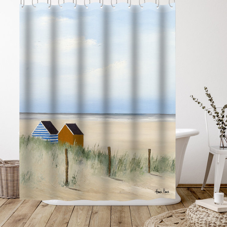 Bless international 71" x 74" Shower Curtain, Beach Huts 3 by Hans Paus
